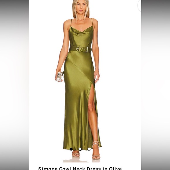 Nicholas Simone Cowl Neck Dress in Olive - Picture 1 of 4